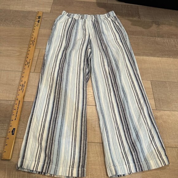 BRIGGS Pants - BRIGGS WOMENS BLUE STRIPED LINEN BLEND MEDIUM PULL ON PANTS